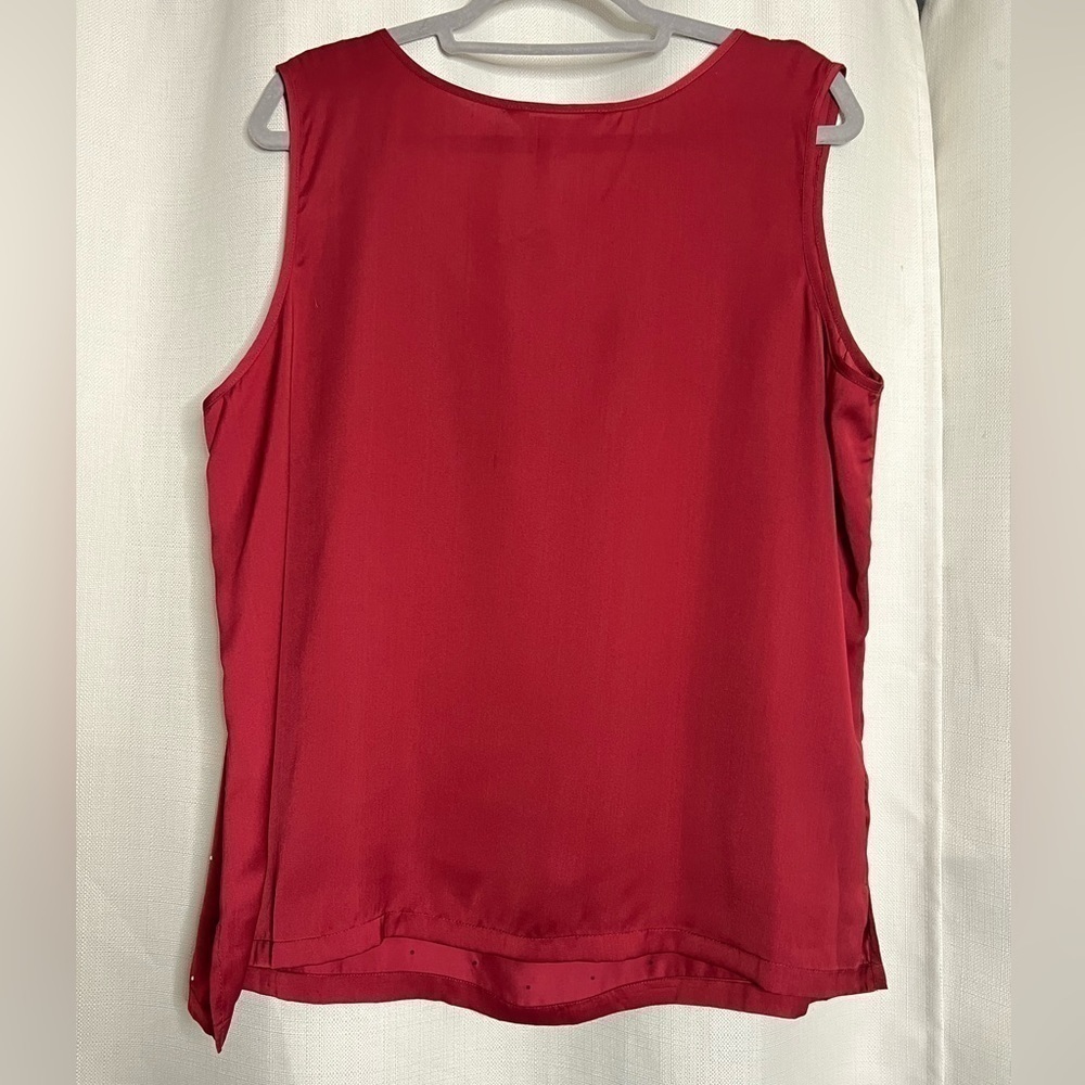 Tradition Burgundy Red Satin Rhinestone Top 1X - Picture 2 of 8